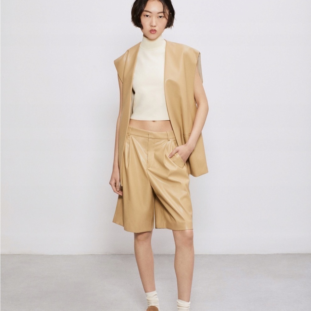 Zara 2pcs Faux Leather Oversized Vest + Long Shorts Coord Set Bnwt